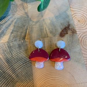 Funky Sparkle Mushroom Earrings